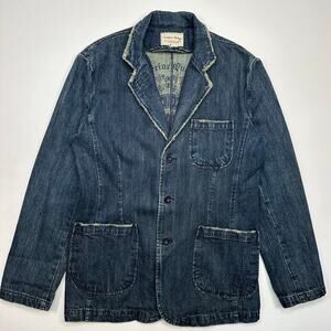 Castro Vintage Dark Denim Distressed Blazer Jacket